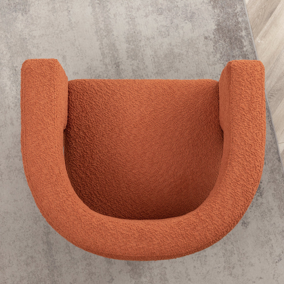 28" Wide Boucle Upholstered Square Armchair, Caramel