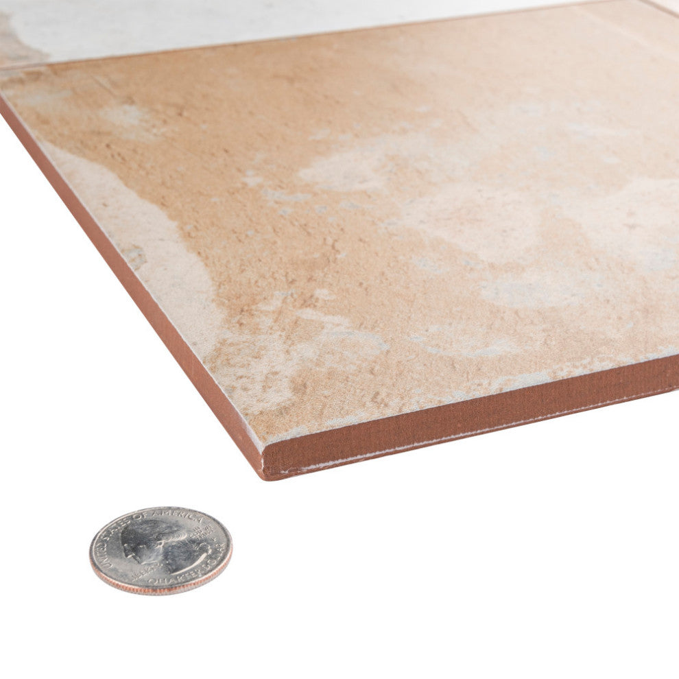 Kings Clay Checker Ceramic Floor and Wall Tile, Sand