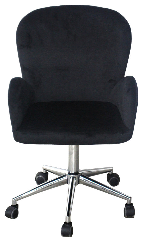 Colette Swivel Vanity Chair, Black Velvet