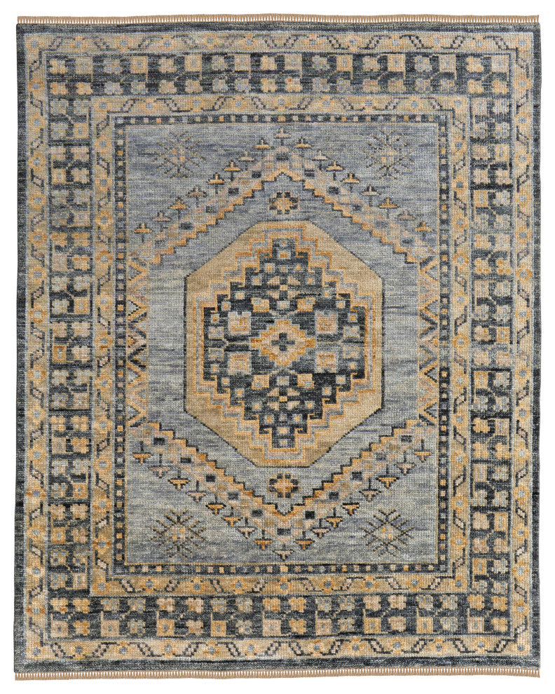 Foxboro R6941 Vintage/Bohemian & Eclectic Area Rug, Blue/Charcoal, 10'x14'