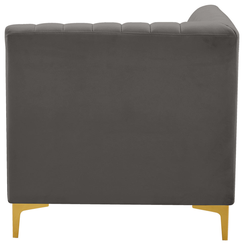 Alina Velvet Upholstered Modular Corner Chair, Grey