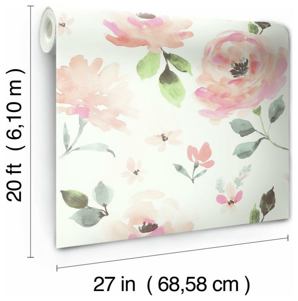 Watercolor Blooms Peel and Stick Wallpaper