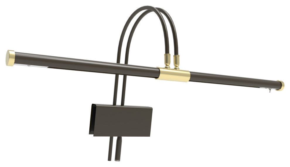 22" LED Grand Piano Lamp, Black and Brass, Mahogany Bronze