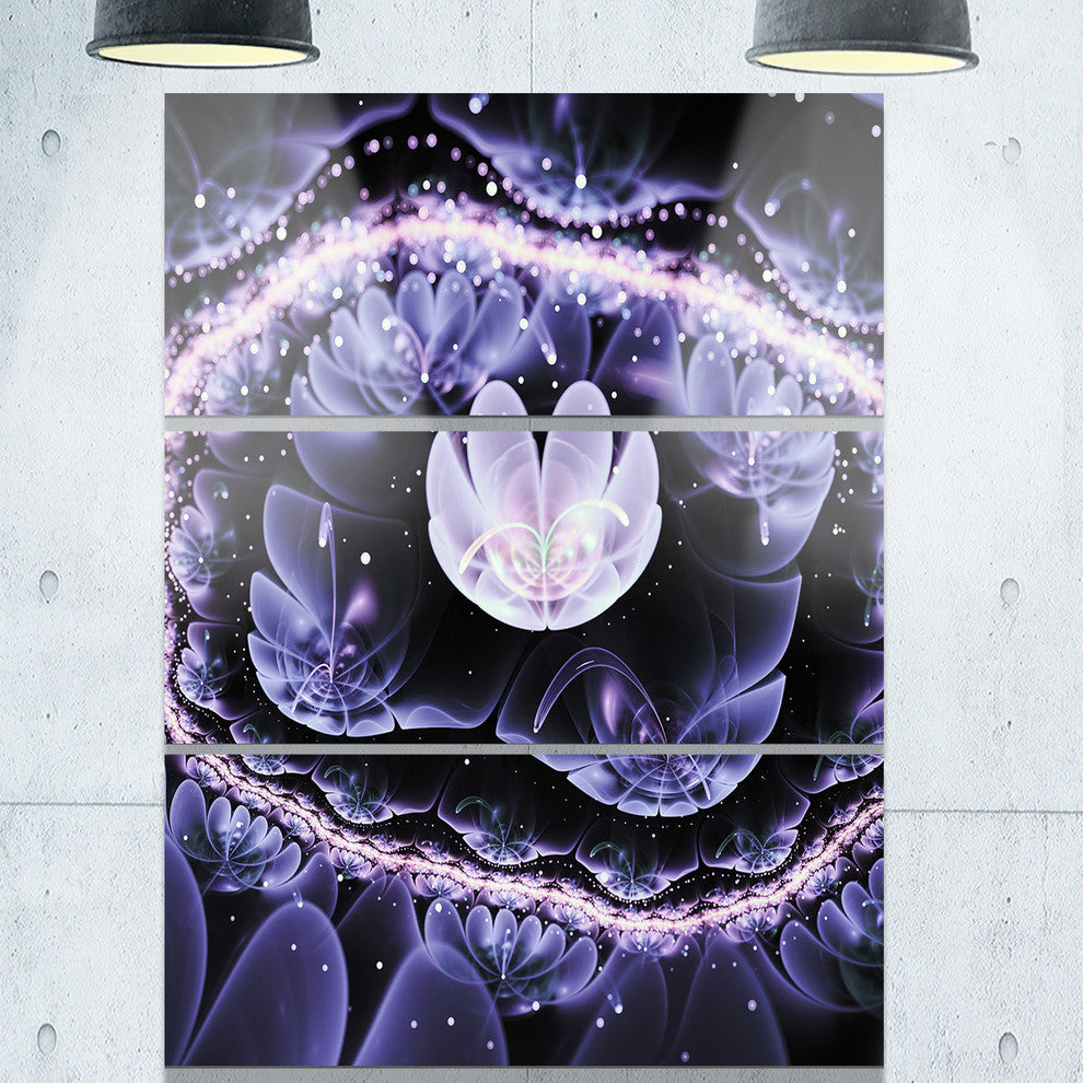 "Shiny Fractal Flower With Bokeh Effect" Metal Wall Art, 3 Panels, 28"x36"