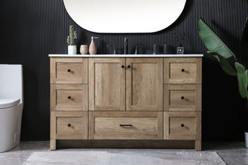 Home Living 54" SIngle Bathroom Vanity, Natural Oak