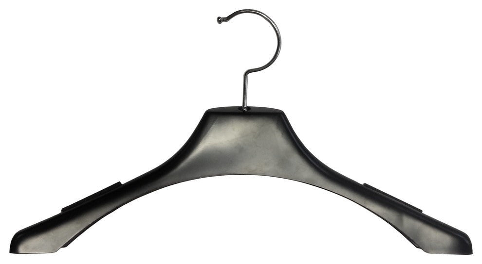 Strong Black Plastic Display Hanger With Inset Rubber Grips, Box of 12