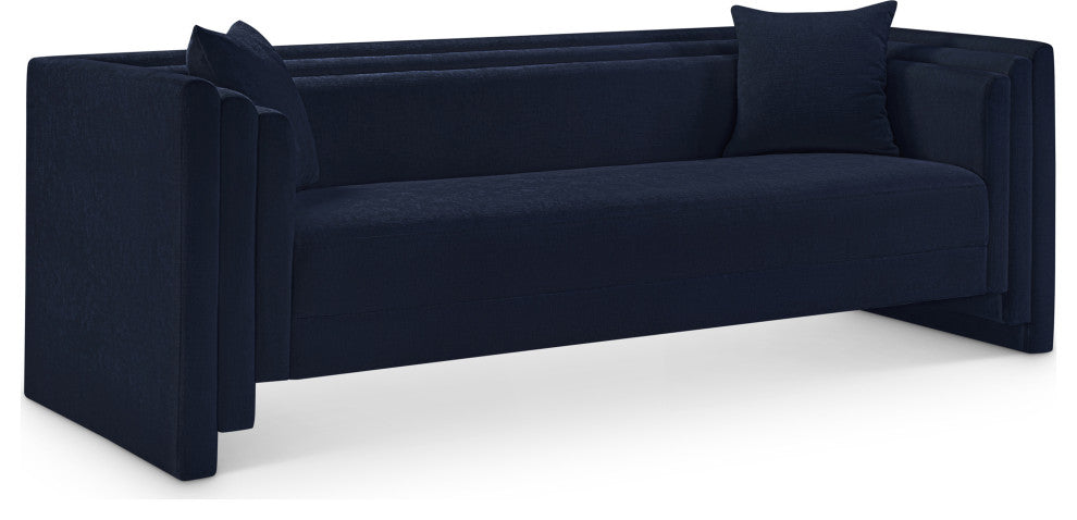 Everett Upholstered Sofa, Navy, Chenille Fabric