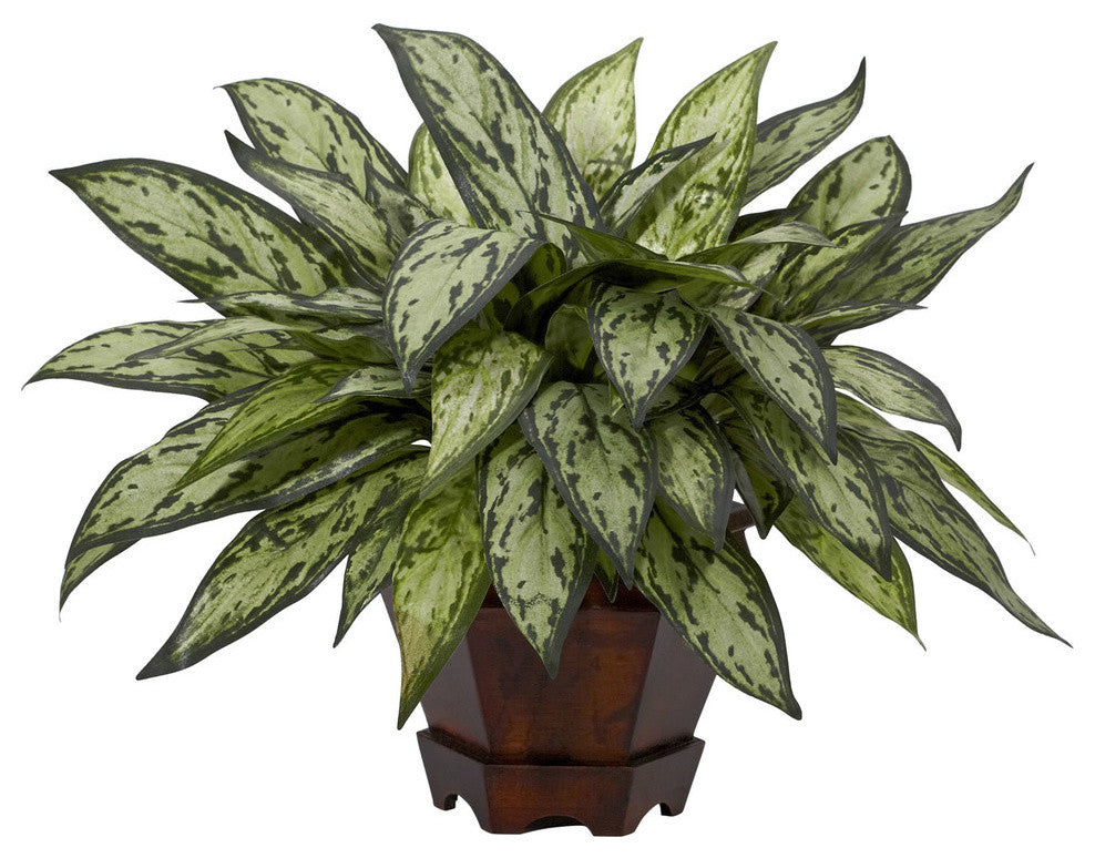 Triple Silver Queen With Hexagon Vase Silk Plant
