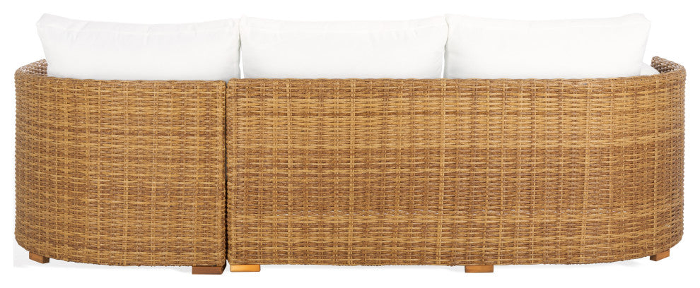 Safavieh Couture Indoor-Outdoor Anguilla Wicker Chaise Sofa, Natural/White