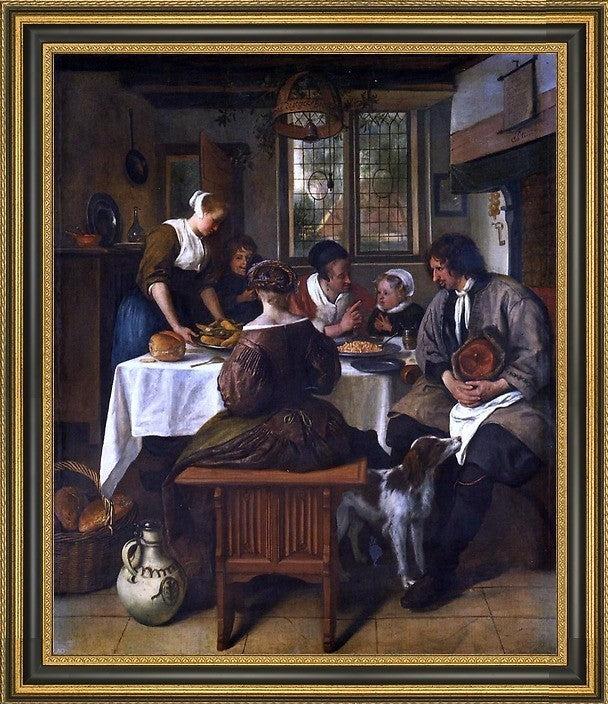 Jan Steen the Prayer before the Meal Framed Premium Canvas Print, 16"x20"