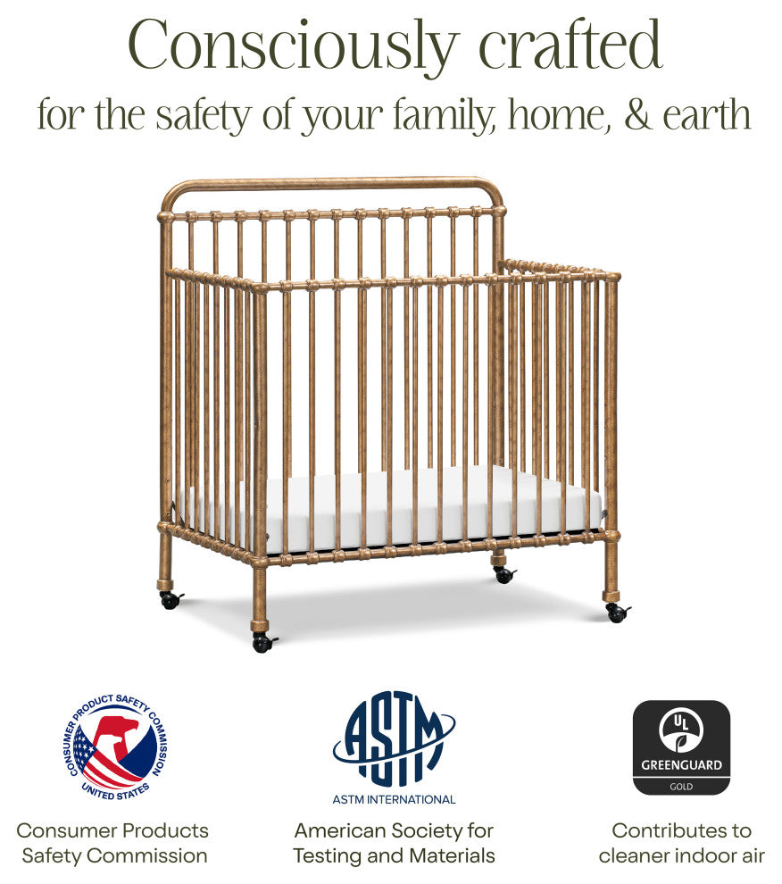 Winston 4-in-1 Convertible Mini Crib, Vintage Gold
