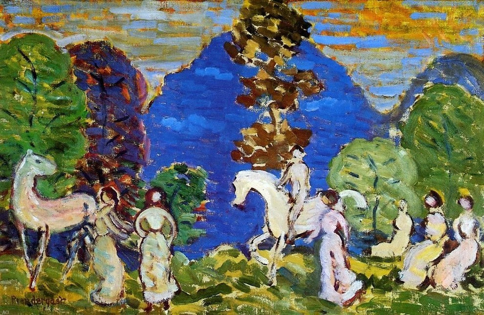 Maurice Prendergast Rider Against Blue Hills - 18" x 27" Premium Canvas Print