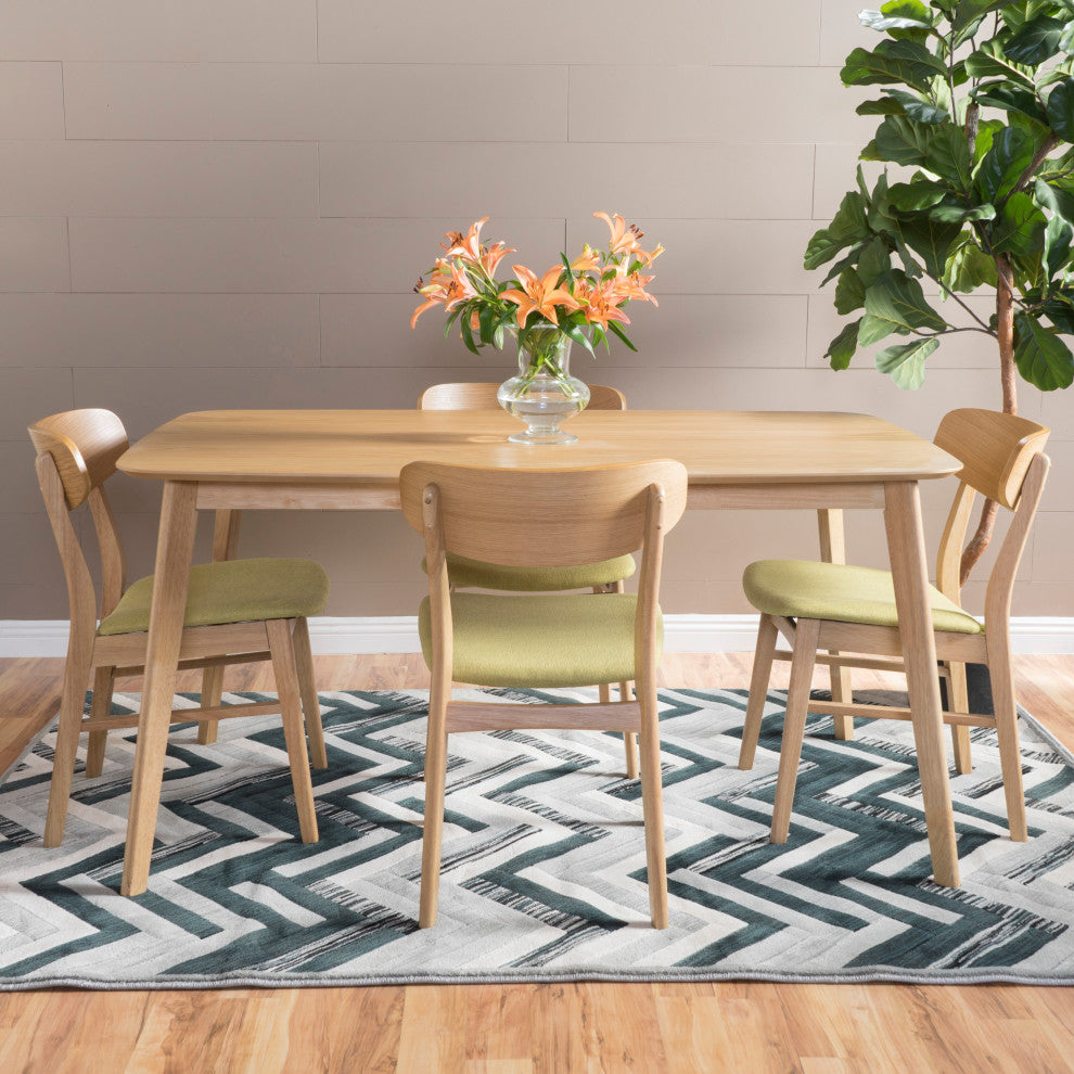 GDF Studio Lucille Mid-Century Modern 5 Piece Dining Set, Green Tea