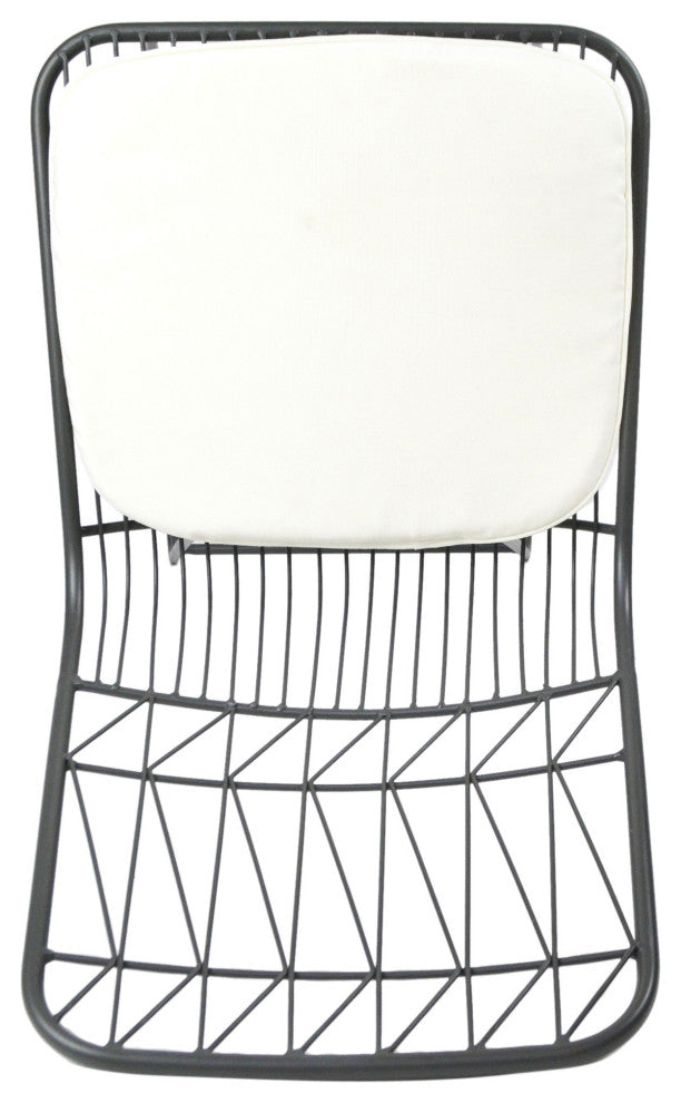 Ella Outdoor Wire Counter Stools with Cushions, Set of 4, Gray Finish, Ivory