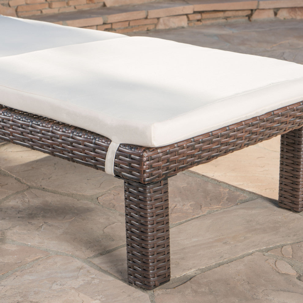 GDF Studio Laraine Outdoor Water Resistant Chaise Lounge Cushion, Cream, Set of 2