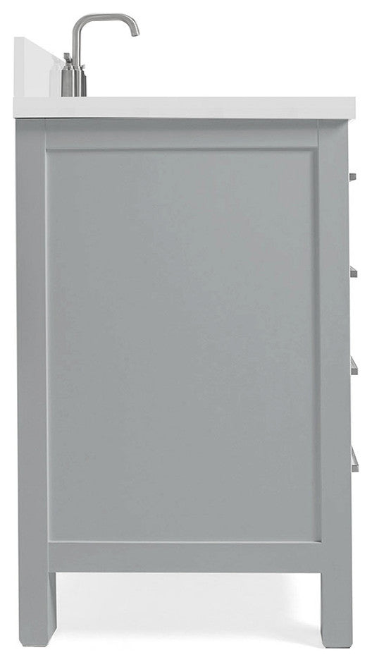 ARIEL Cambridge 43" Left Offset Rectangle Sink Gray Bathroom Vanity Quartz Top