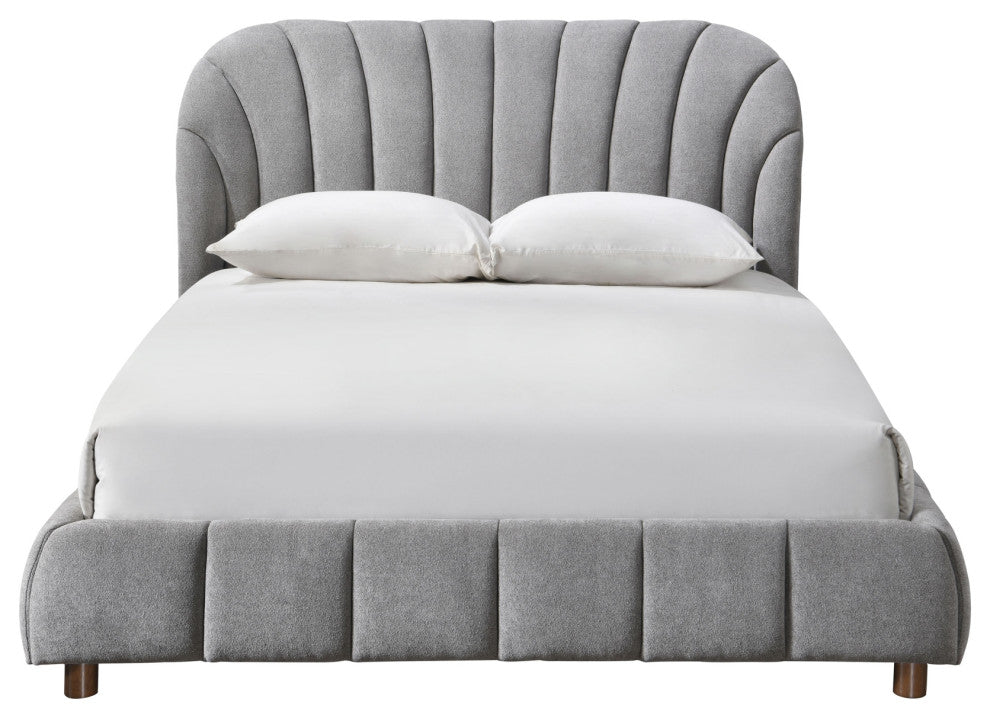 Safavieh Couture Tillie Channel Tufted Bed, Dark Grey/Walnut, Queen