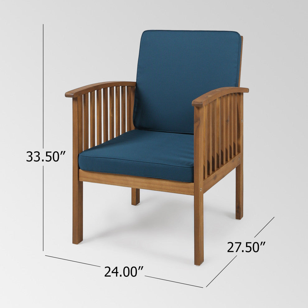 GDF Studio 8-Piece Cape Town Outdoor Acacia Wood Sofa Set, Dark Teal