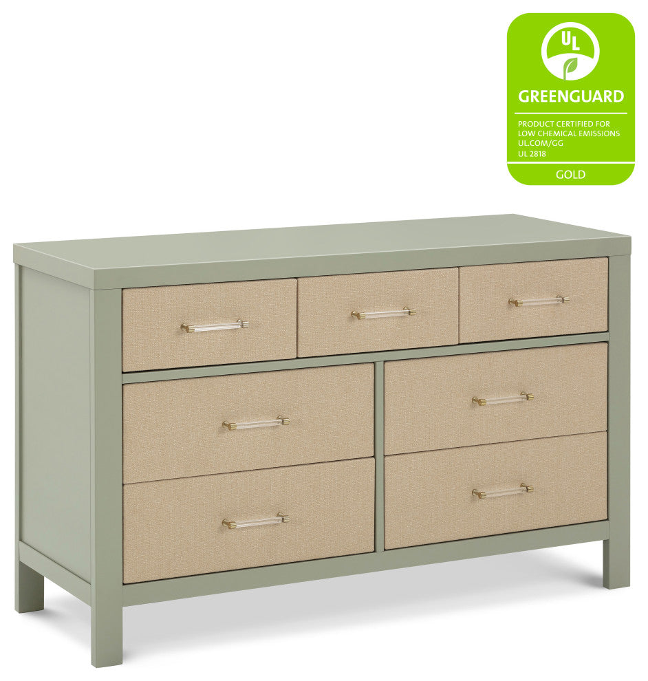 Eloise 7-Drawer Assembled Dresser, French Sage and Performance Sand Eco-Weave