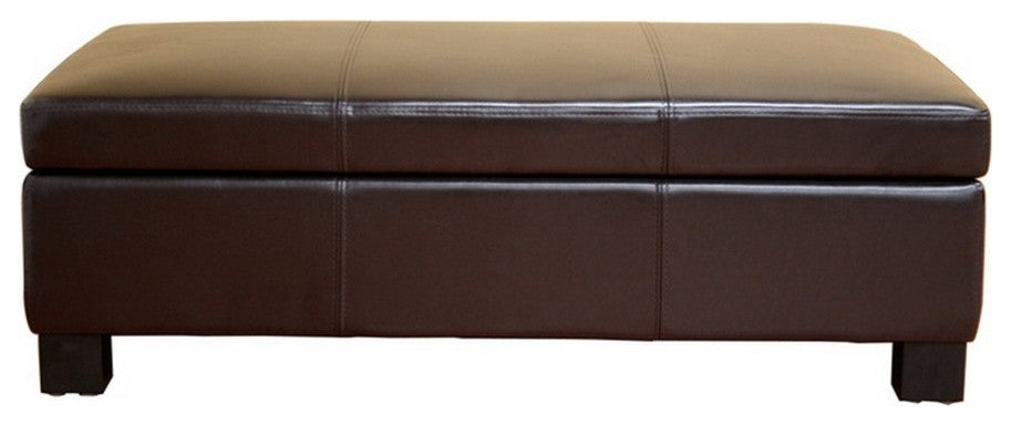 Gallo Dark Brown Leather Storage Ottoman