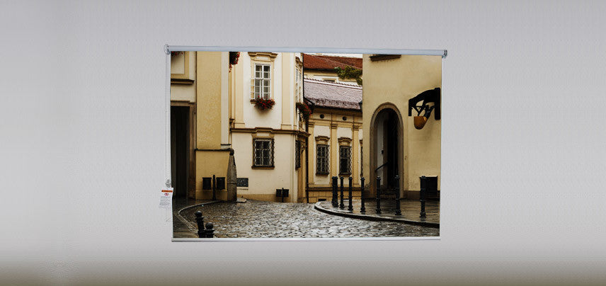 "Old Town" Artwork, 5' Shade, Partial Sheer, Left
