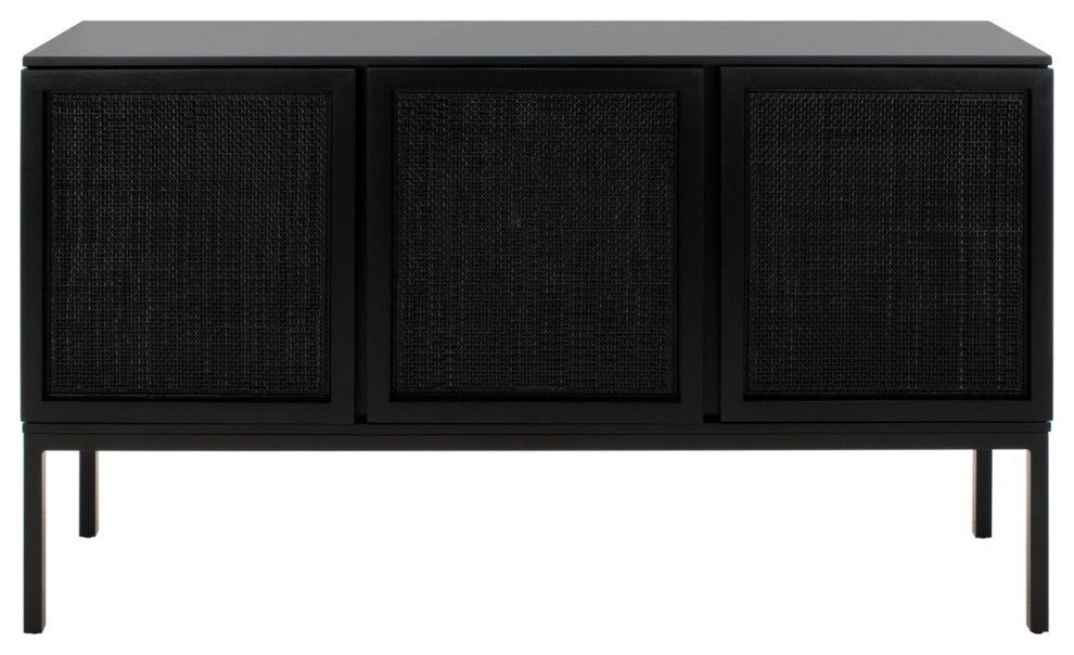 Safavieh Zadie 2 Shelf Rattan Sideboard, Black