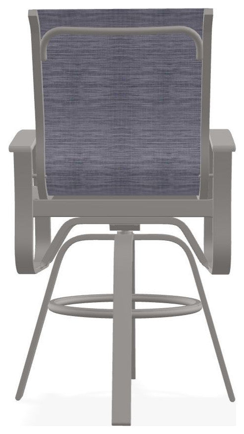 Belle Isle Sling Bar Height Outdoor Swivel Armchair, Brooks/Warm Gray