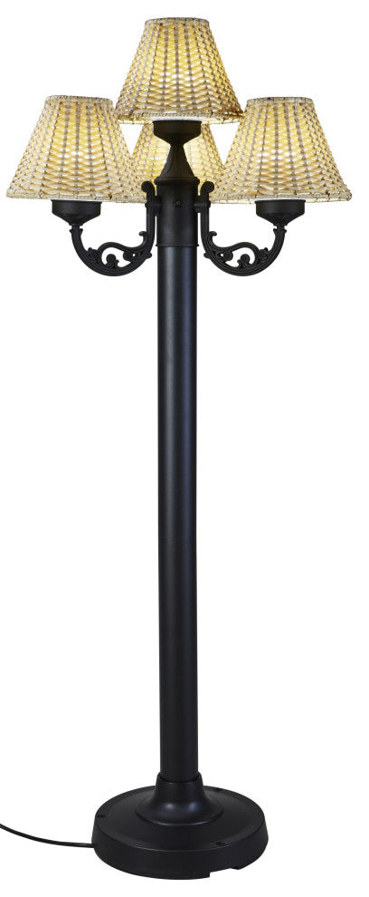 19-450 Versailles Floor Lamp 19450 With Black Body And Stone Wicker Shades