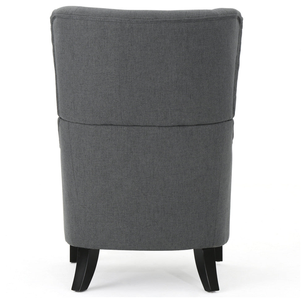 GDF Studio Quinn Navy Blue Fabric Sofa Chair, Charcoal