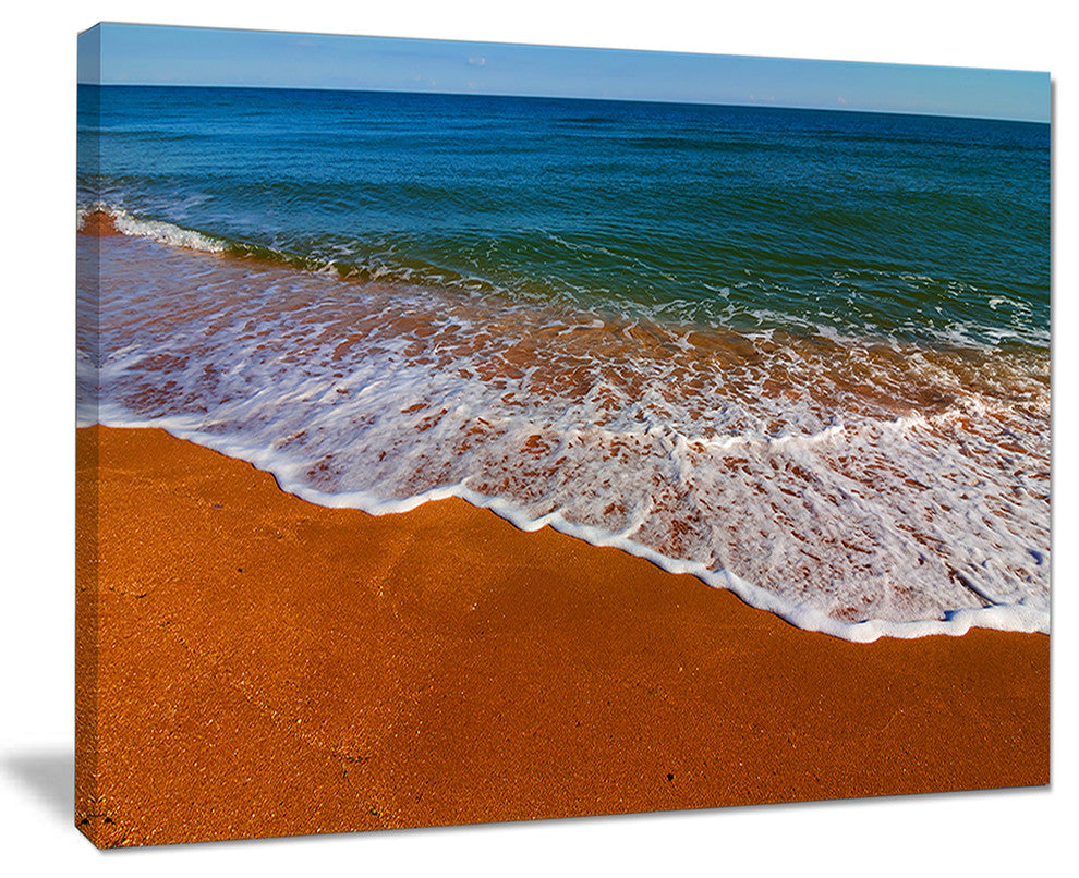 "Summer Beach With White Waves" Modern Beach Canvas Art Print, 40"x30"