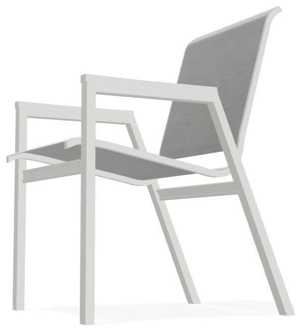Bazza Sling Stackable Outdoor Dining Chair, Alloy/Snow