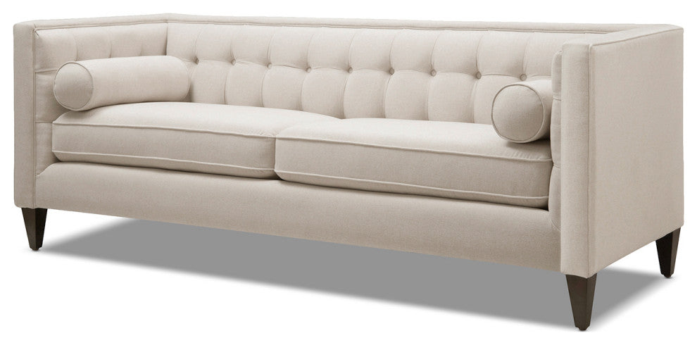 Jack 84" Modern Tuxedo Square Button-Tufted Sofa, Sky Neutral Beige Polyester