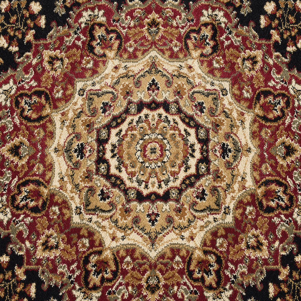 Fiona Traditional Oriental Black Rectangle Area Rug, 5'x7'