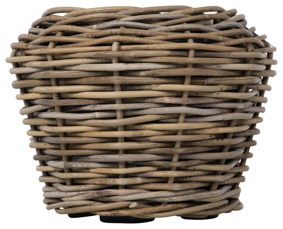 Rattan Kobo Indoor and Outdoor Planter Basket With Plastic Pot, X-Small