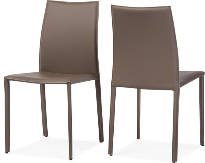 Taupe Bonded Leather Upholstered Dining Chair, Set of 2