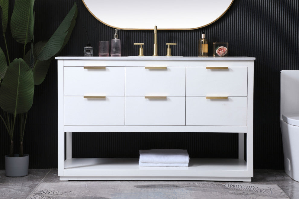 Louie 54" SIngle Bathroom Vanity, White