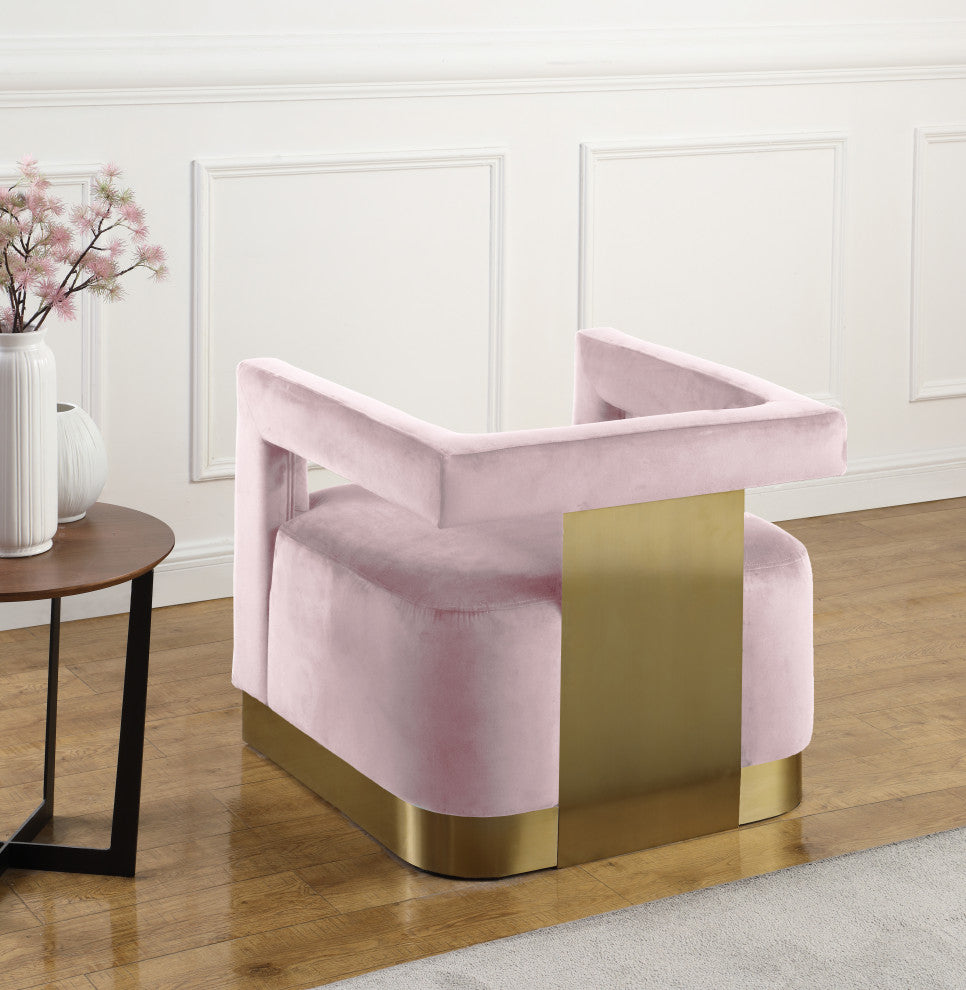 Armani Velvet Upholstered Accent Chair, Pink