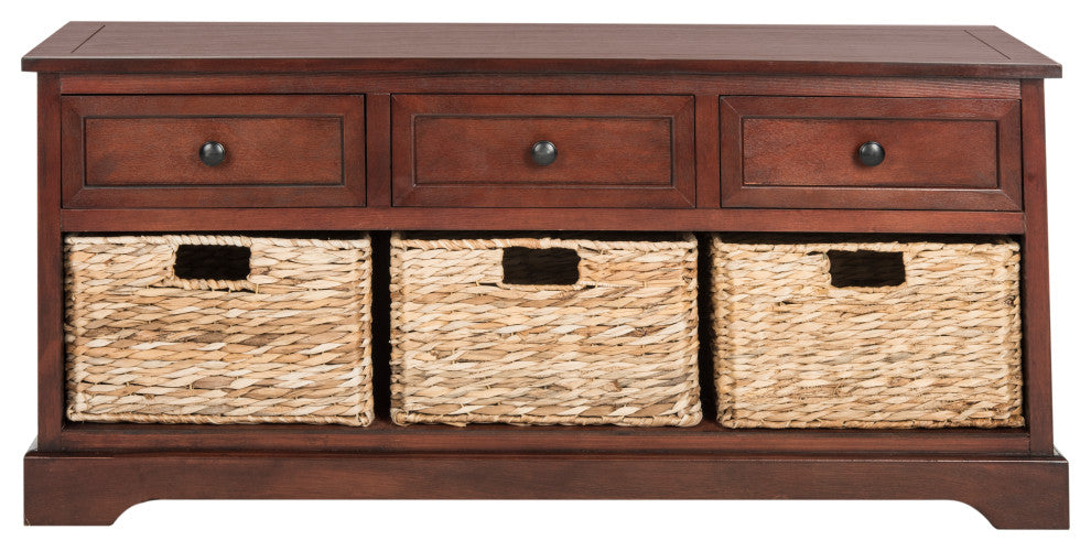 Safavieh Damien 3-Drawer Storage Bench, Dark Cherry
