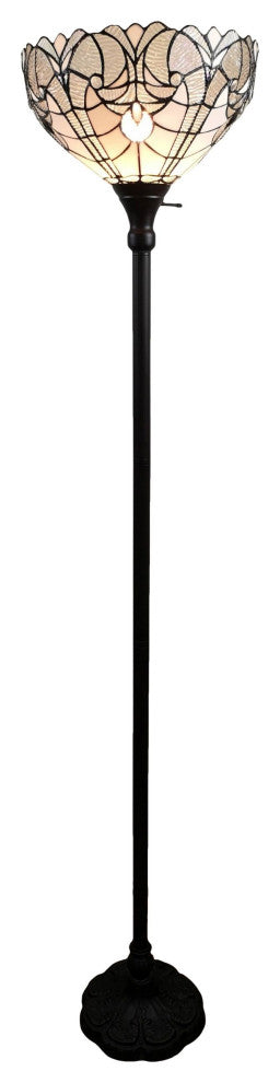 Amora Lighting AM266FL14B White Tiffany-style Torchiere Floor Lamp 72" Tall