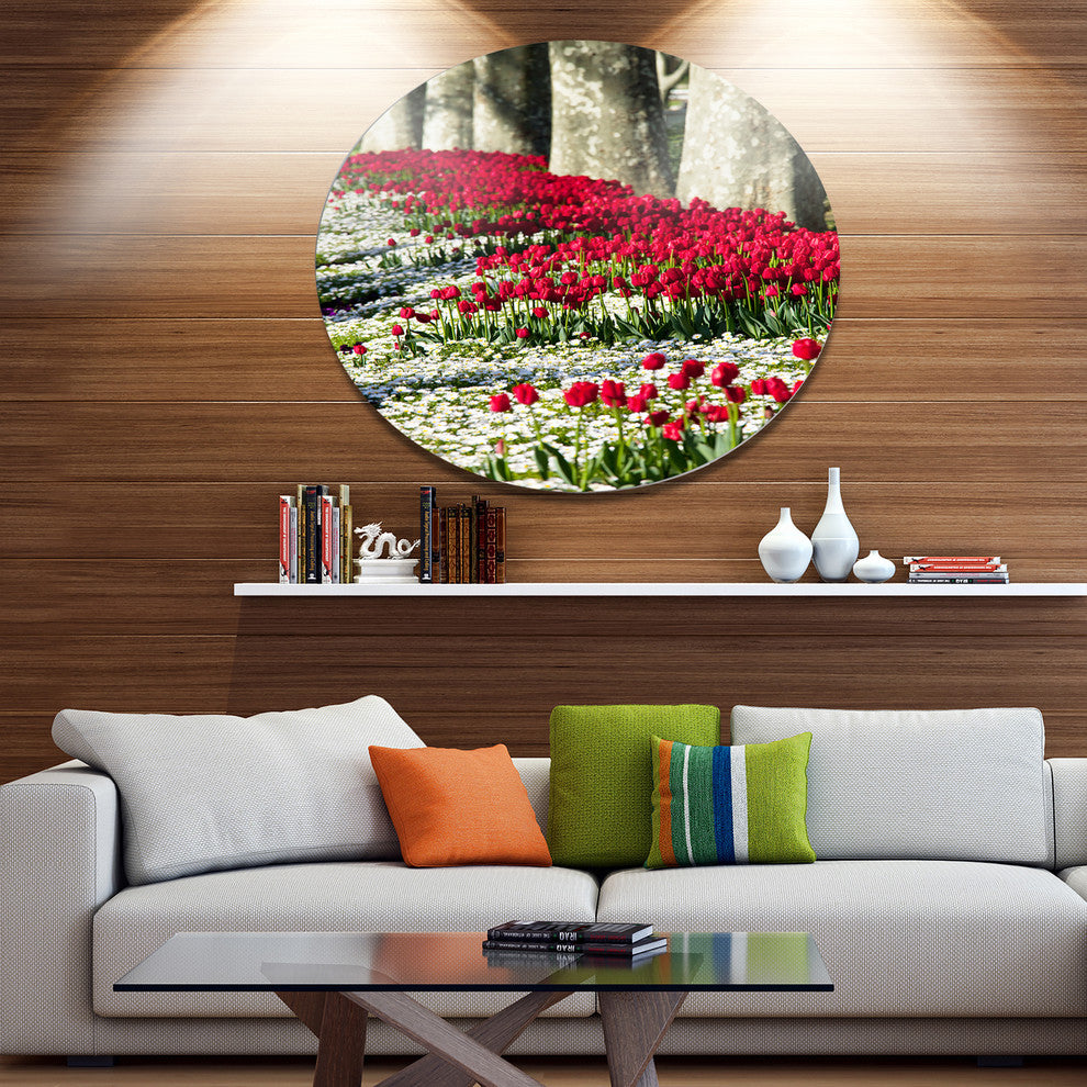 Wild Tulip Flowers In Forest Pasture, Flower Round Wall Art, 36"