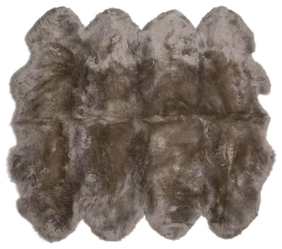 New Zealand Sheepskin Octo Pelt, 6'x7', Vole, 6'x7'
