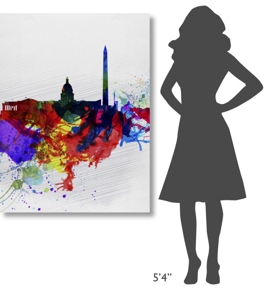 "Washington DC Watercolor Skyline 1" Fine Art Print