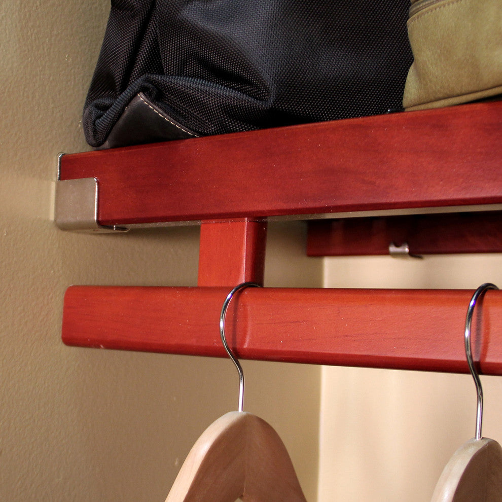 Solid Wood Reach-In Closet Organizer with hanging, Red Mahogany