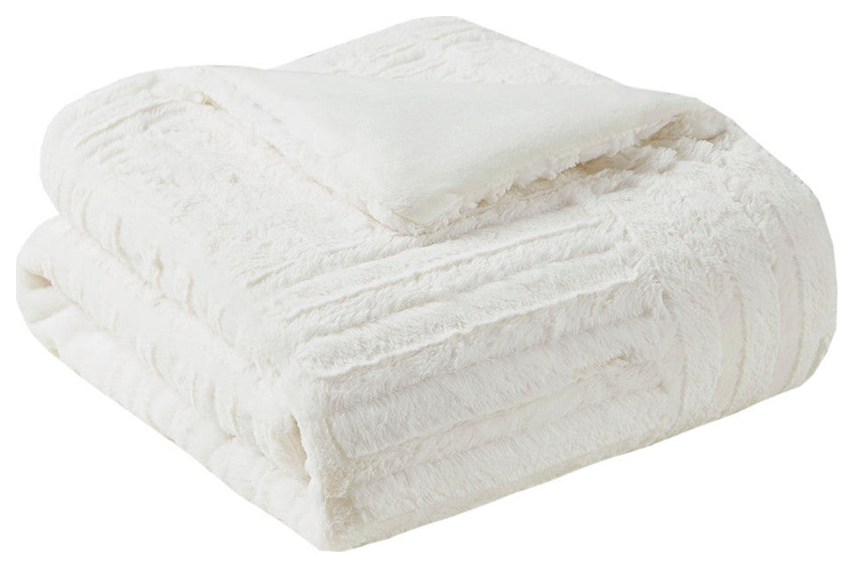 Madison Park Arctic Ultra Plush 50x60" Throw Blanket, Ivory