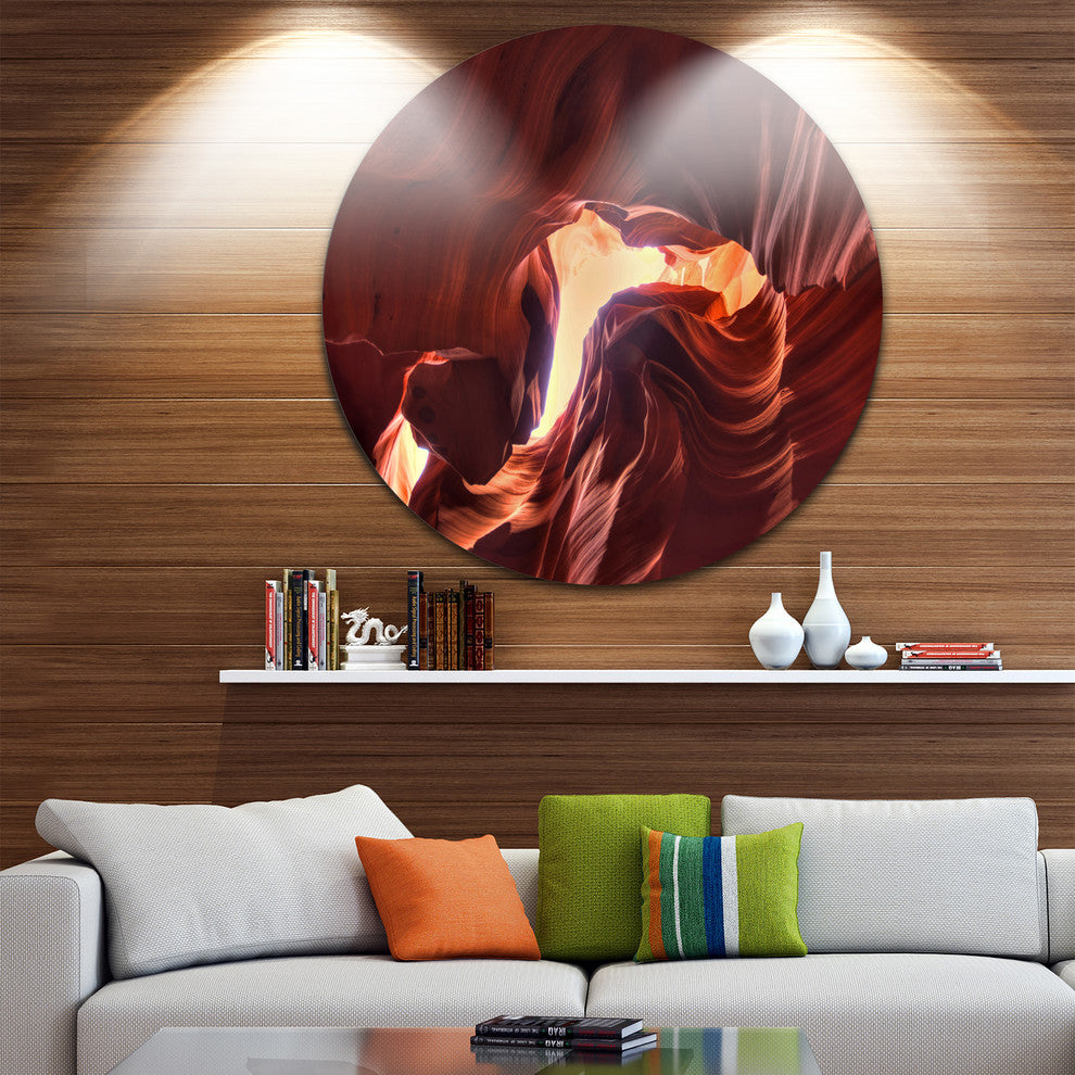 Stone Structures In Lower Antelope Canyon, Round Metal Wall Art, 11"