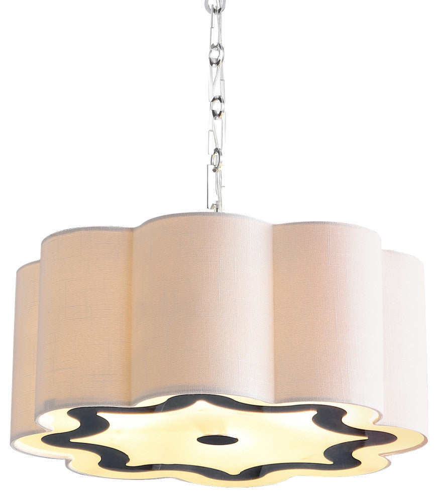 Coquille 4-Light 20" Adjustable Metal LED Pendant, Chrome and White