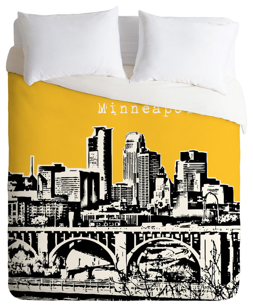 Deny Designs Bird Ave Minneapolis Yellow Duvet Cover - Lightweight