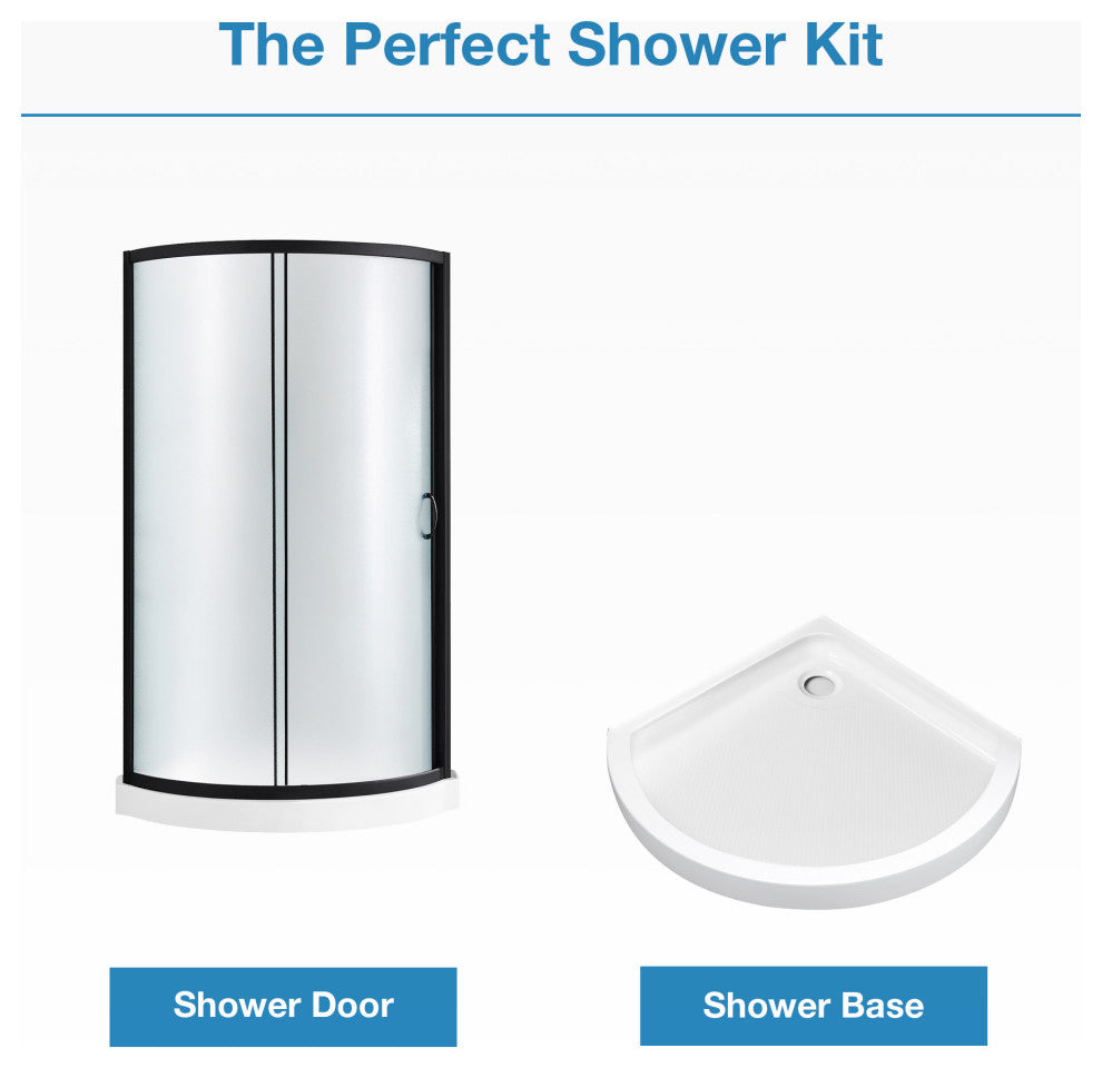 Ove Decors Breeze Shower Kit, Frosted Panels and Base, Black, 34"