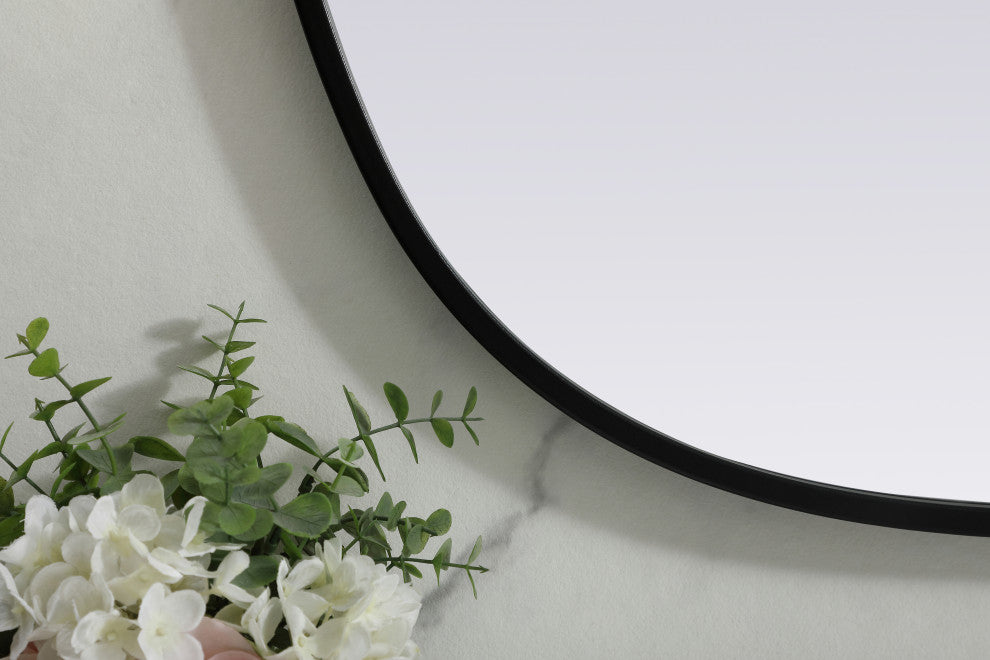Metal Frame Oval Mirror 24X30 Inch, Black