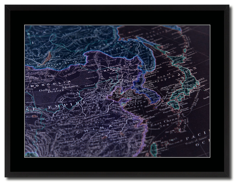 Europe Asia Vintage Vivid Color Map Canvas, 28"x37"